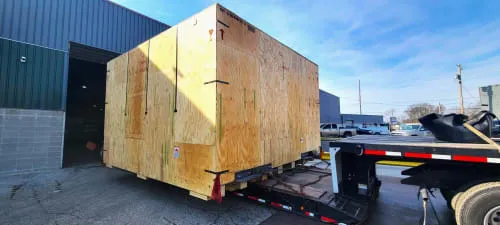 A large crate waiting to be shipped