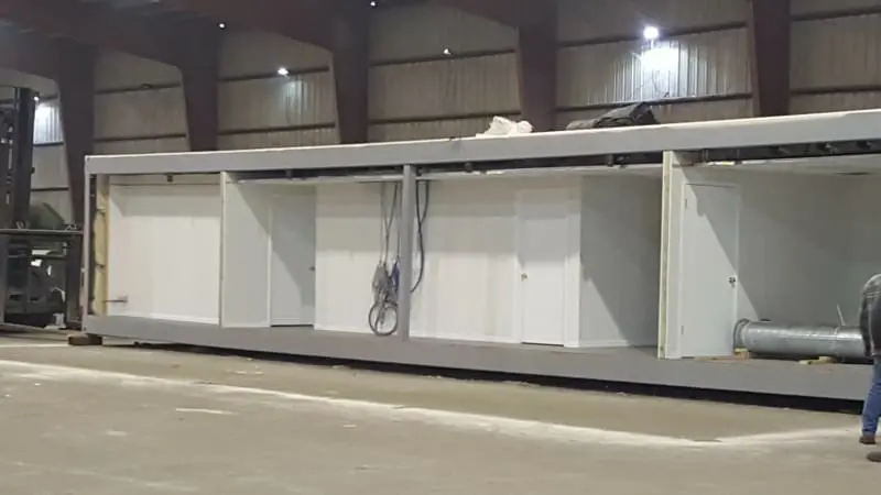 Another view of the interior walls of a blast resistant modular office.
